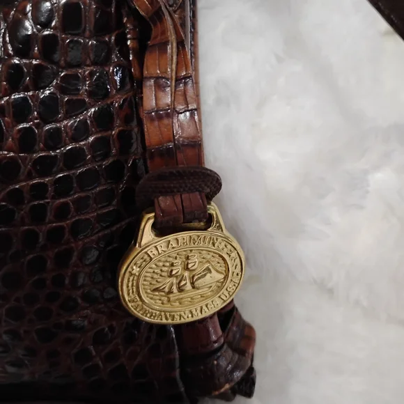 Vintage Brahmin Brown Pecan Melbourne Crossbody Leather String Wallet Organizer - Picture 4 of 13